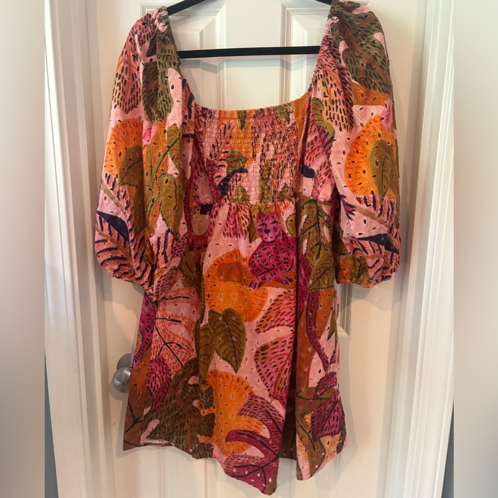 Kourt Few Moda Robbie Palm Print Eyelet Dress - Picture 7 of 13